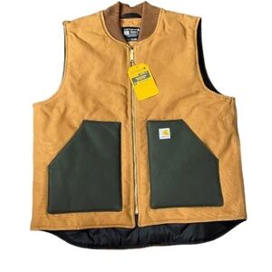 Carhartt Tan and Green Vest - Large